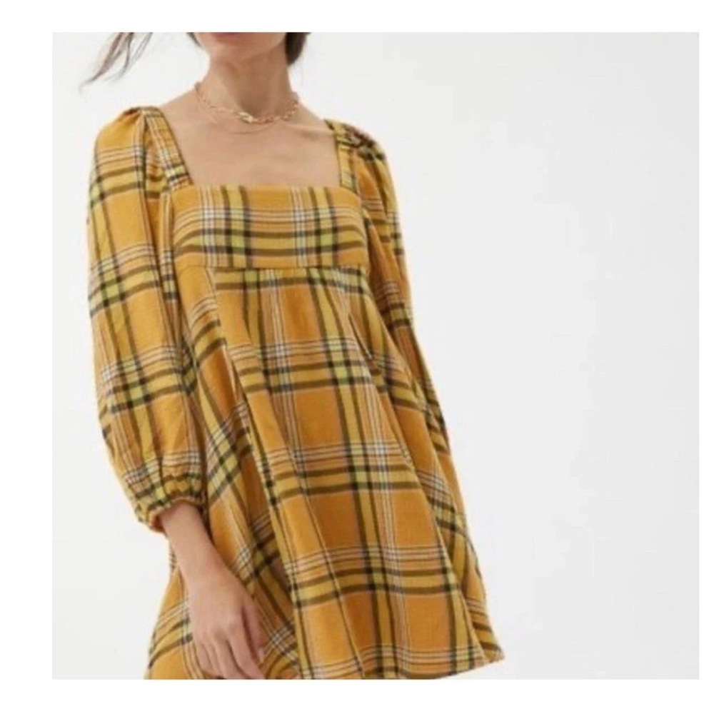 Yellow Plaid Mini Dress